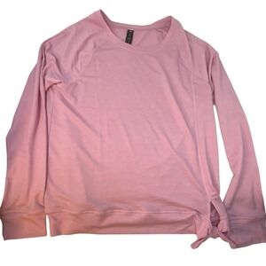 Yogalicious Womens XL Pink Yoga Long Sleeve Side Tie Top‎ Pink Activewear Shirt